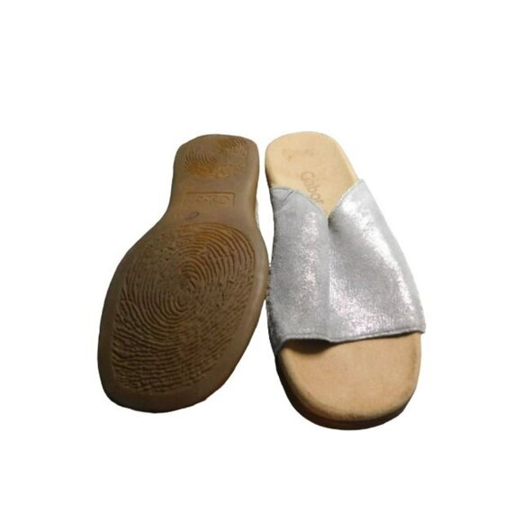 Gabor Size 36 / 5.5 US Silver Slide Comfy Boho Sandals Leather - Picture 5 of 6